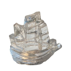 Vintage Pukeberg Sweden by Westerberg Glass Sailing Ship Paperweight