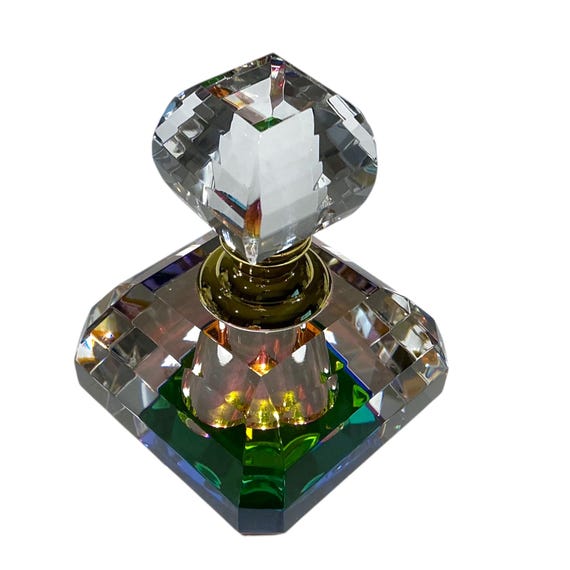Vintage Prism Rainbow Iridescent Crystal Perfume Bottle with Dabber View 4