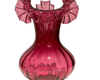 Vintage Fenton Ruffle Top Melon Sided Vase - Etsy