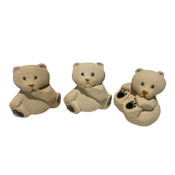 Trio of Artesania Rinconada Polar Bear Cub Figurines