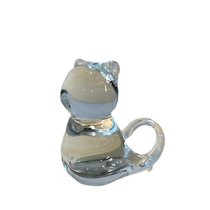 Vintage klare Kunst Glas Katzenfigur Briefbeschwerer