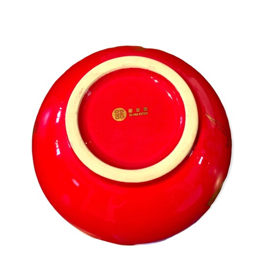 Rare Tai-hwa Pottery Joyful Red Gold Urn Vase 6