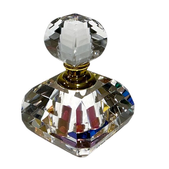 Vintage Prism Rainbow Iridescent Crystal Perfume Bottle with Dabber View 2