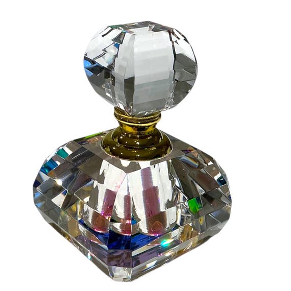 Vintage Prism Rainbow Iridescent Crystal Perfume Bottle with Dabber View 5