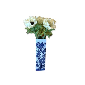 Vintage Vase Japanese Porcelain Cobalt Blue Cherry Blossoms