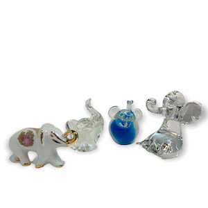 Lot of Vintage Art Glass and Porcelain Elephants Limoges and 3 unsigned