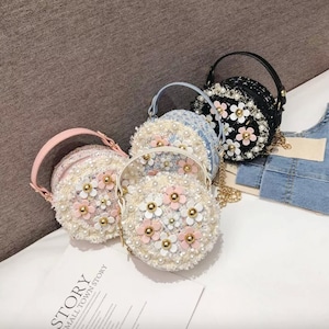 Mini sac à main en tweed noir | Bourse des tout-petits | Bourse pour enfants | Cadeaux de fille | Sac à main pour filles | Sac à main pour filles | Sac à main pour petite fille | Sac à bandoulière pour filles
