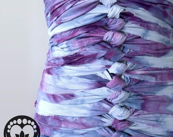 Lavandula Bengkung Belly Binding Wrap: Artisan hand dyed, purple/ blue, postpartum support, postnatal binder, video tutorials