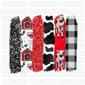 Red barn cow plaid glitter brush strokes, DIGITAL DESIGN **PNG file for Sublimation**