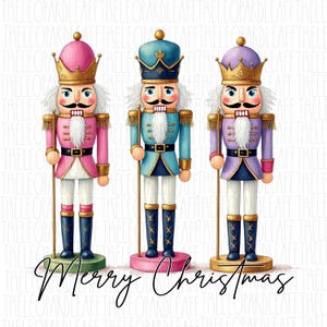 Pastel Nutcrackers Merry Christmas, Christmas png, DIGITAL DESIGN **PNG file for Sublimation**