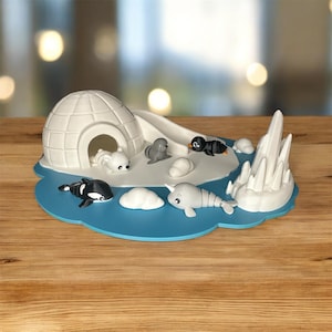 3D Printed Arctic Animal Playset | Igloo Habitat Sensory Toy