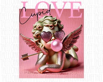 Cupid, bubblegum, Valentine's Day, DIGITAL DESIGN **PNG file for Sublimation**