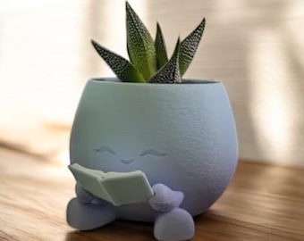 Happy Face Reading Book Planter | Desk Decor (Plant Not Included