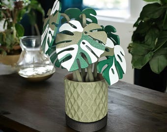Monstera Magnetic Coaster Set – 6pcs with Dual-Use Planter Pot