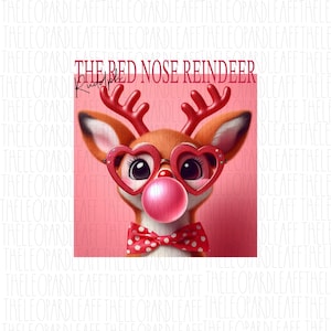 Rudolph de rode neus rendier bubblegum, kerst, kerstman, digitaal ontwerp **png-bestand voor sublimatie**