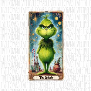 Tarotkaart The Grinch, Kerstmis, DIGITAAL ONTWERP **PNG-bestand voor sublimatie**