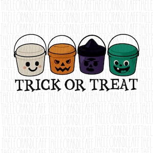 Retro Halloween Boo Buckets PNG: 80s-90s Trick or Treat Clipart (Digital Download)