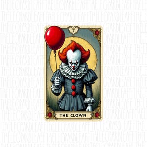 Pennywise El Payaso, carta del tarot, Halloween, DISEÑO DIGITAL **Archivo PNG para sublimación**