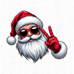 Signo de la paz de Papá Noel retro, Navidad, Papá Noel, DISEÑO DIGITAL **Archivo PNG para sublimación**