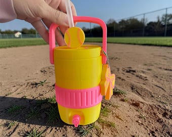Softball Can Holder with Bow Keychain, Game Day Drink Accessory