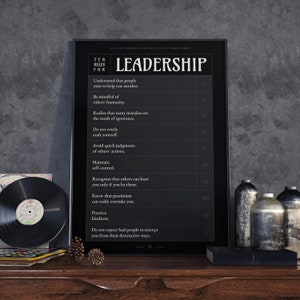 Diez (10) Reglas para el LIDERAZGO por Marco Aurelio / Póster / OSCURO / Póster impreso