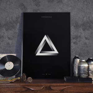 Impossible Triangle | Optical Illusion | Penrose Triangle | Geometric Shapes | Impossible Object | DARK | Printed Poster