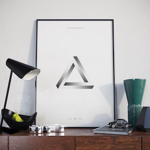 Impossible Triangle | Optical Illusion | Penrose Triangle | Geometric Shapes | Impossible Object | LIGHT | Printed Poster