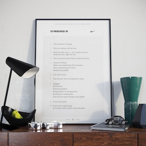 10 principios de NIKE / Nike Principles / Air Movie / Rob Strasser / Phil Knight / Just Do It / LIGHT / Printed Poster