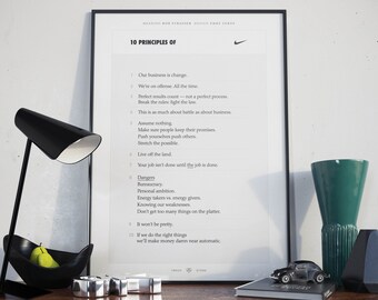 10 Principles of NIKE | Nike Principles | Air Movie | Rob Strasser | Phil Knight | Just Do It | LIGHT | Printed Poster