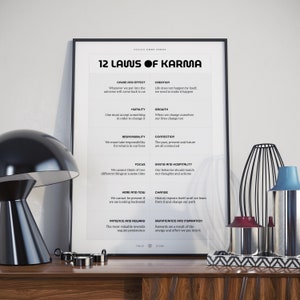 12 Laws of Karma | LIGHT | Yoga art | Karma Wall Art | Printed Poster