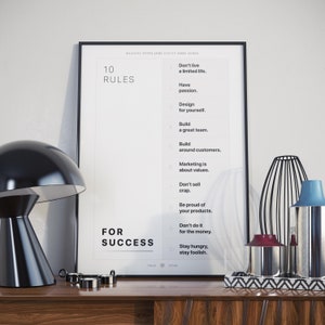 10 Rules for Success by Steve Jobs | LIGHT | Instant Download | Digital Poster | Apple