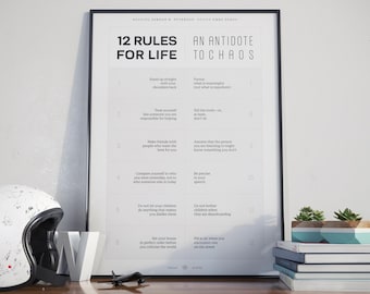 12 Rules for Life by Jordan B. Peterson | An Antidote to Chaos | LIGHT | Printed Poster