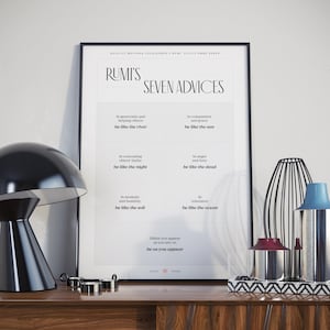 RUMI&#39;s Seven Advices | Mevlana 7 Advices | Sufi | LIGHT | Printed Poster