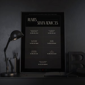 RUMI&#39;s Seven Advices | Mevlana 7 Advices | Sufi | DARK | Digital Poster | Instant Download