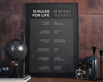 12 Rules for Life by Jordan B. Peterson | DARK | Instant Download | Digital Poster