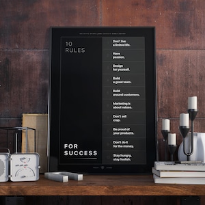10 Rules for Success by Steve Jobs | DARK | Printed Poster | Apple