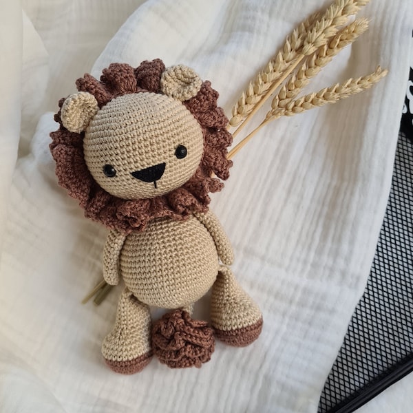 Amigurumi Löwe Set, Rassel, Babygeschenk, Kuscheltier, --- Sofort lieferbar in weniger Tage ---