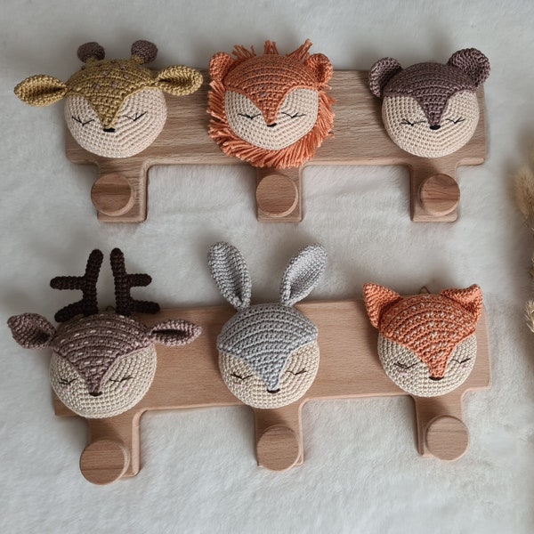 Wandhaken Amigurumi , Waldtier und Urwaldtiere, Deco Kinderzimmer, --Sofort Lieferbar --- Sofort Lieferbar.