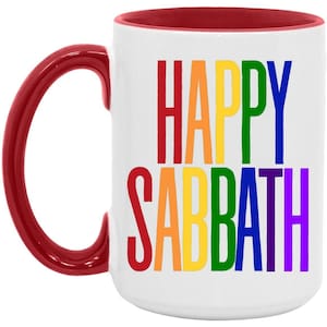 Happy Sabbath. Shabbat. Sabbath Day Mug for Kids. The Sabbath Makes Me Happy. Gift for Sabbath Keeper. Colorful Sabbath Morning Coffee Mug.