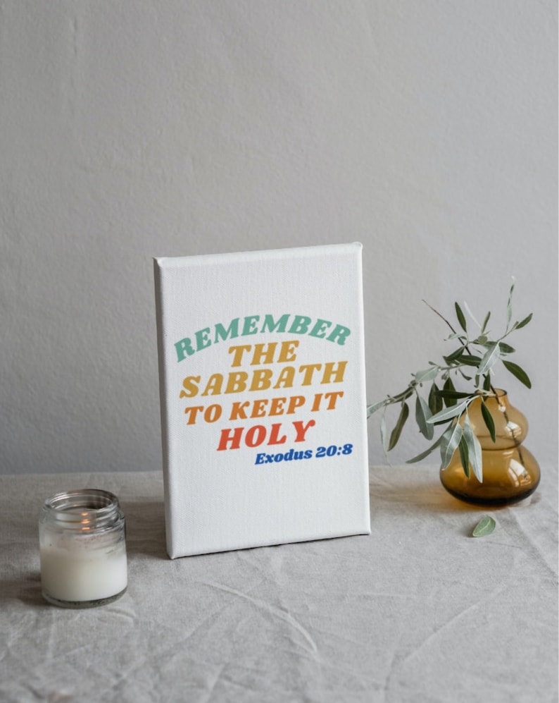 Sabbath Lettering Square Canvas. Remember the Sabbath to Keep It Holy. Sabbath Day Art ...