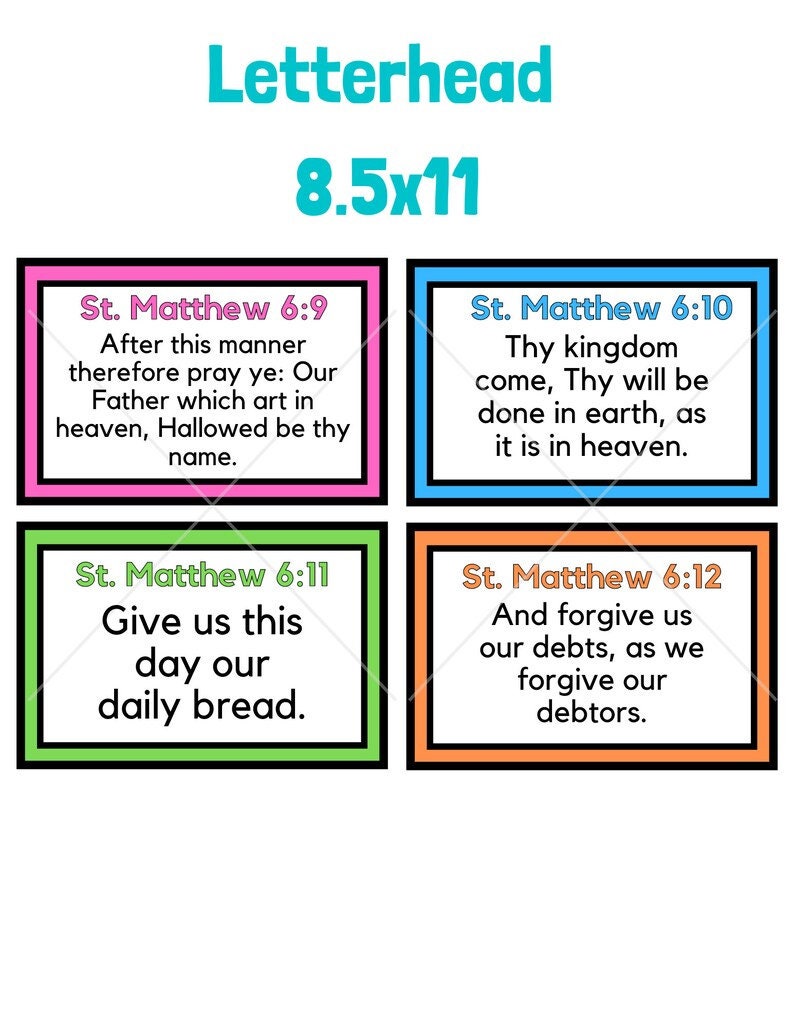 Lord's Prayer Flashcards | KJV Lord's Prayer Printables | Lord's Prayer