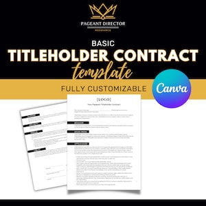 Basic Titleholder Contract Template - Pageant Director Resource - Customize in Canva