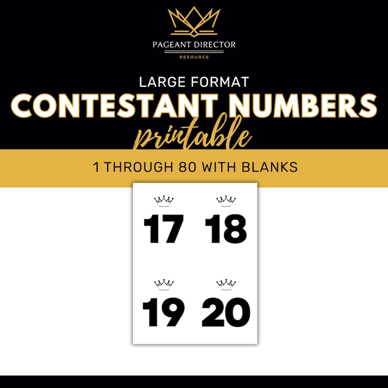 Printable Pageant Numbers Etsy Printable Pageant Numbers Etsy