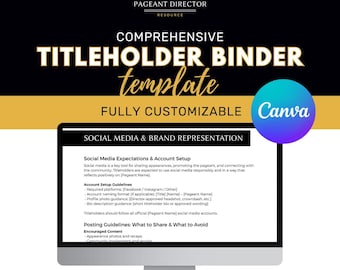 Titleholder Binder & Workbook - Pageant Director Resource - Customize in Canva
