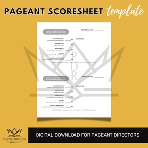 Basic Pageant Scoresheet - Pageant Director Resource - Customize in ...