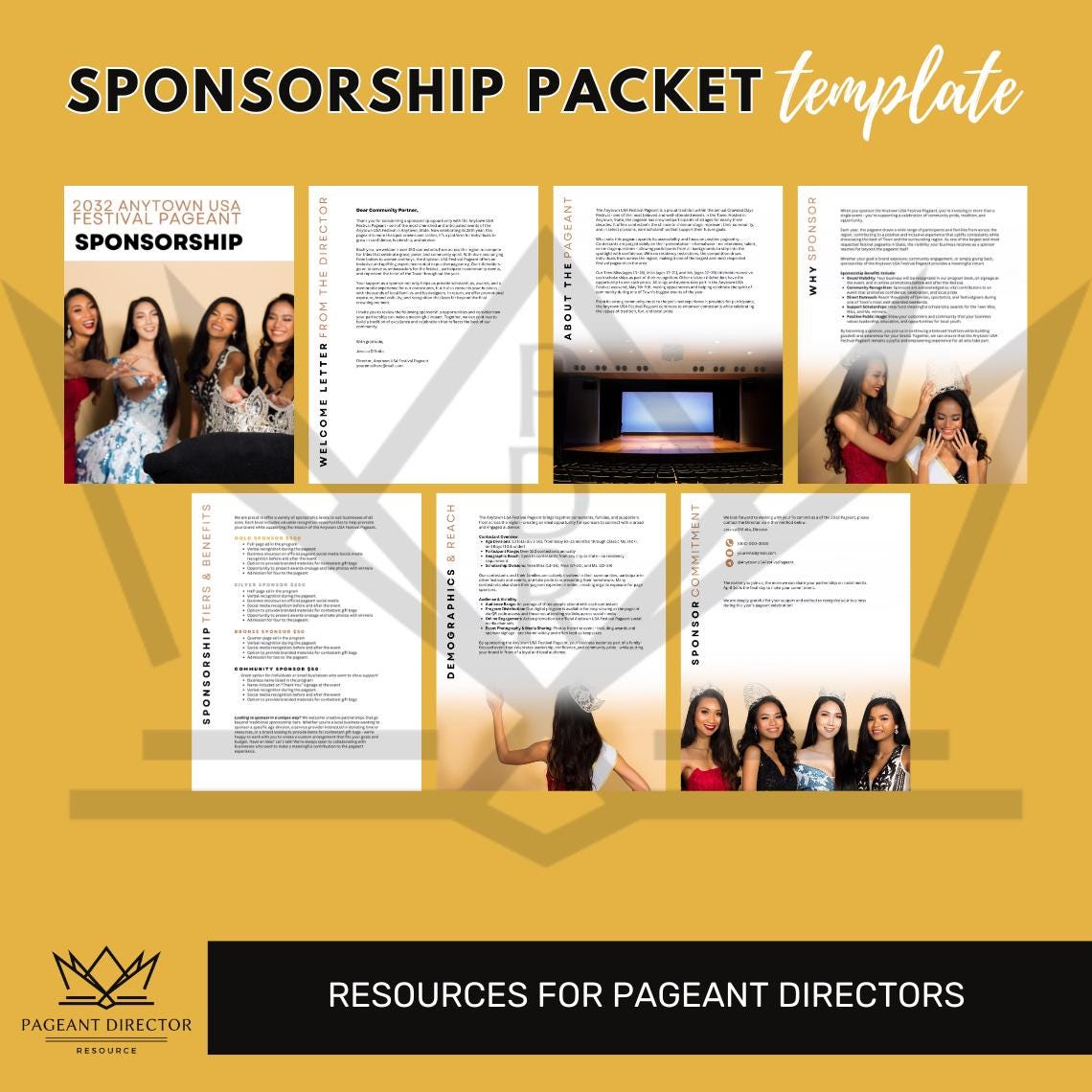 Pageant Sponsorship Packet - Pageant Director Resource - Customize in ...