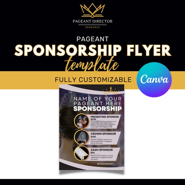 Pageant Sponsorship Flyer - Pageant Director Resource - Customize in Canva