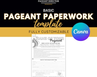 Basic Pageant Paperwork Template - Pageant Director Resource - Customize in Canva