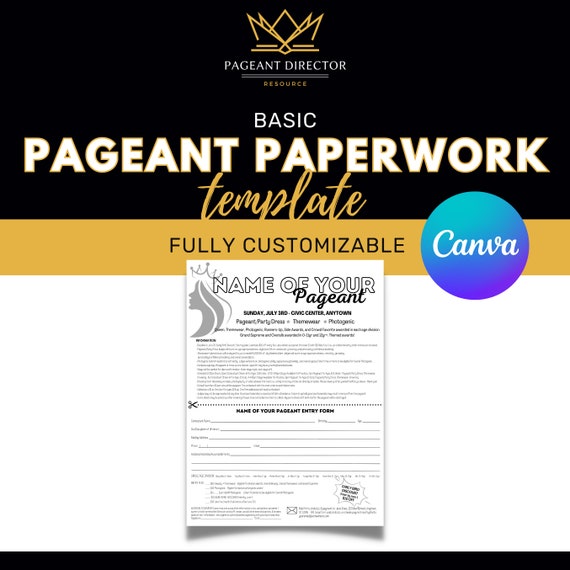 Basic Pageant Paperwork Template - Pageant Director Resource - Customize in Canva - Printable (Digital Download)