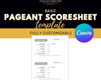 Basic Pageant Scoresheet - Pageant Director Resource - Customize in Canva